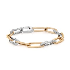 2.04 Carat Diamond Paperclip-Link Bracelet 14K White and Yellow Gold 