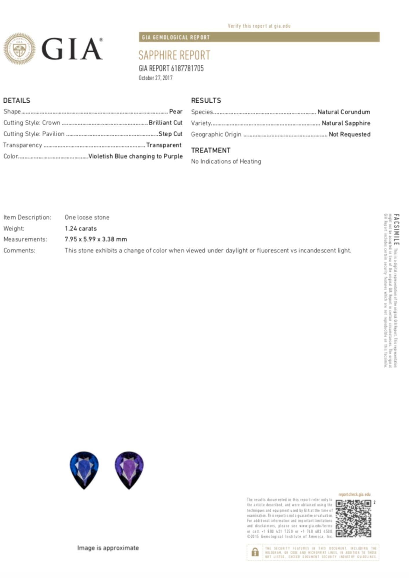 Anillo de diamantes con zafiro certificado GIA de 2,66 quilates Oro blanco de 18 quilates en venta 2