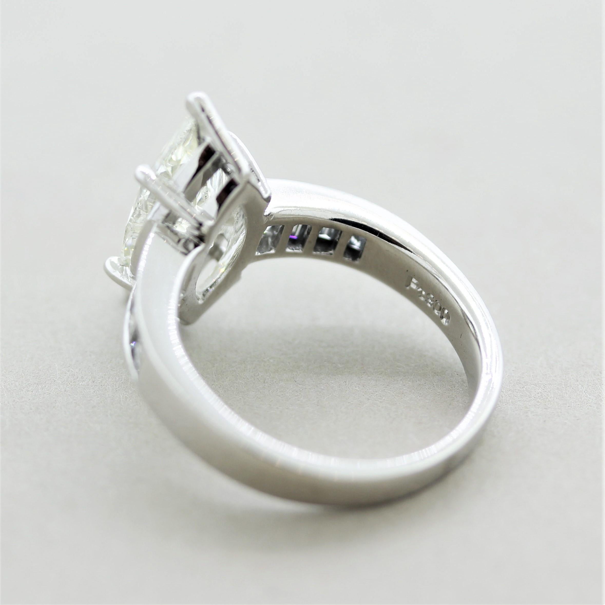 Marquise Cut 2.66 Carat Marquise Diamond Platinum Engagement Ring For Sale