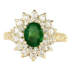 Emerald Diamond Ring In 14 Karat Yellow Gold