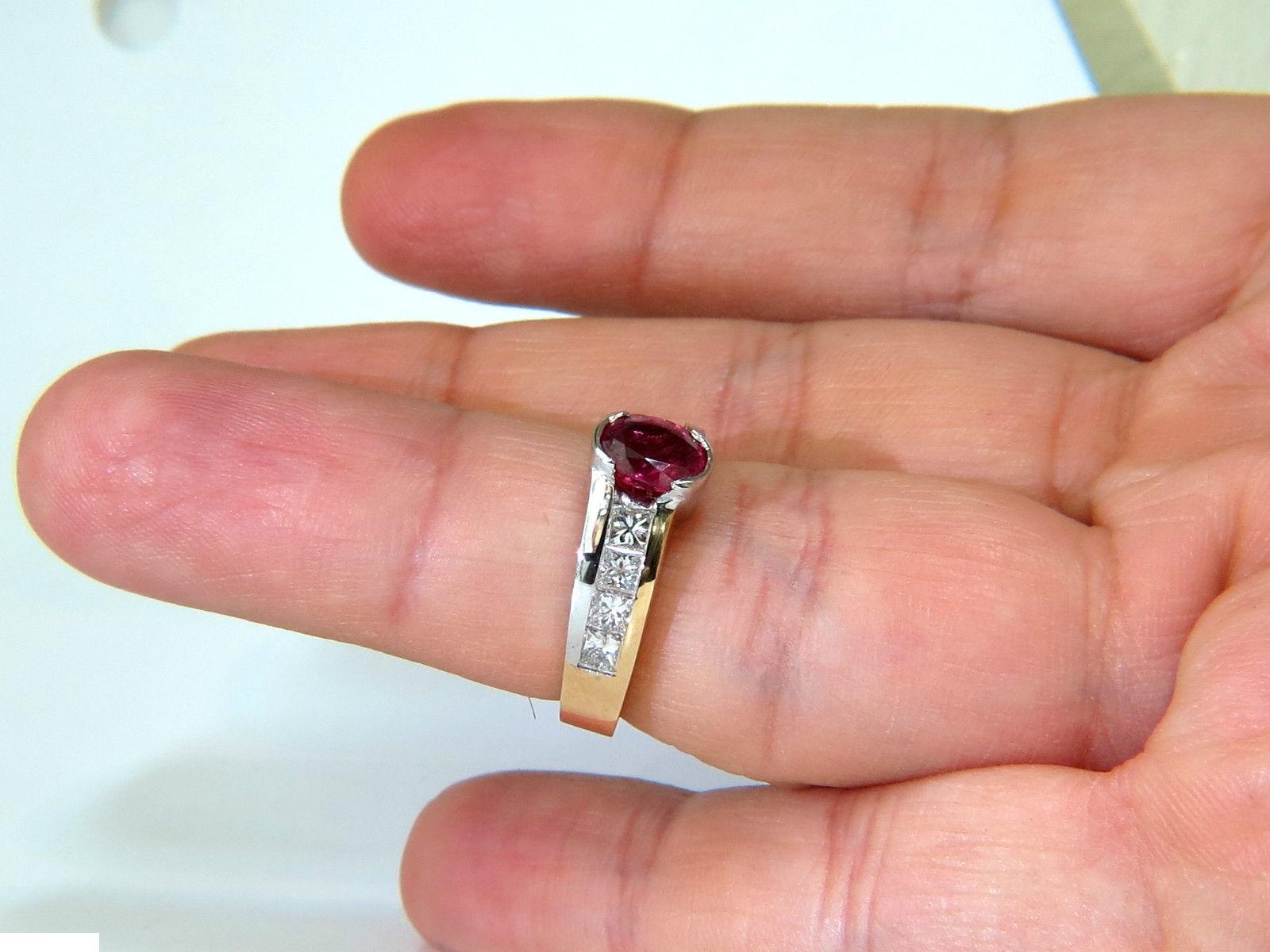 2.66 Carat Natural Fine Gem Ruby Diamond Ring Princess Cut Accents 14 Karat 5