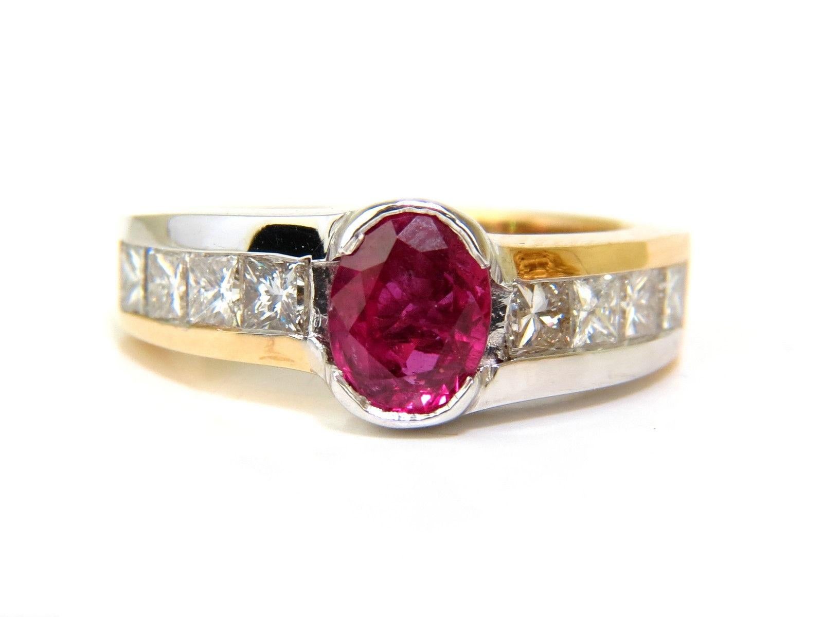2.66 Carat Natural Fine Gem Ruby Diamond Ring Princess Cut Accents 14 Karat 6
