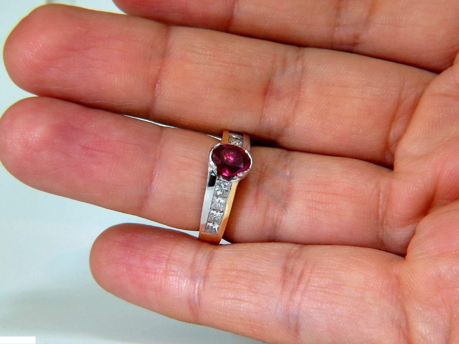 Oval Cut 2.66 Carat Natural Fine Gem Ruby Diamond Ring Princess Cut Accents 14 Karat