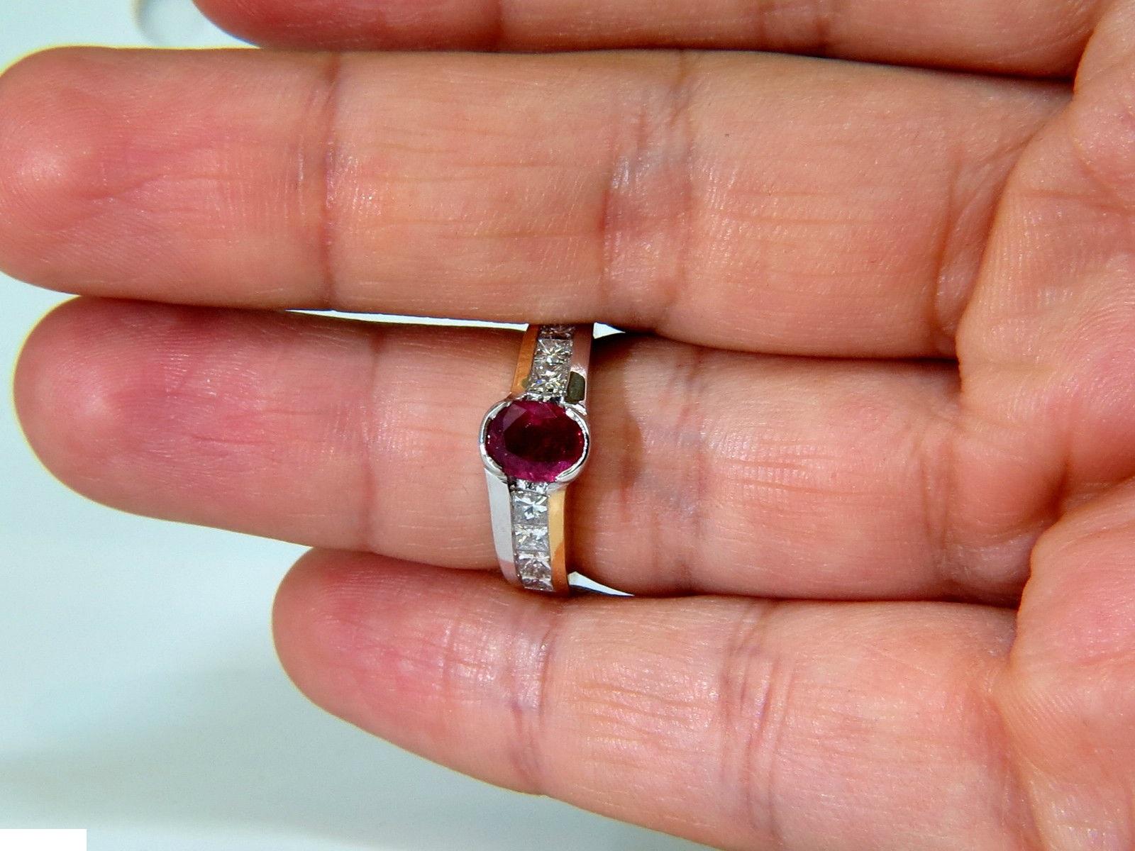 Women's or Men's 2.66 Carat Natural Fine Gem Ruby Diamond Ring Princess Cut Accents 14 Karat