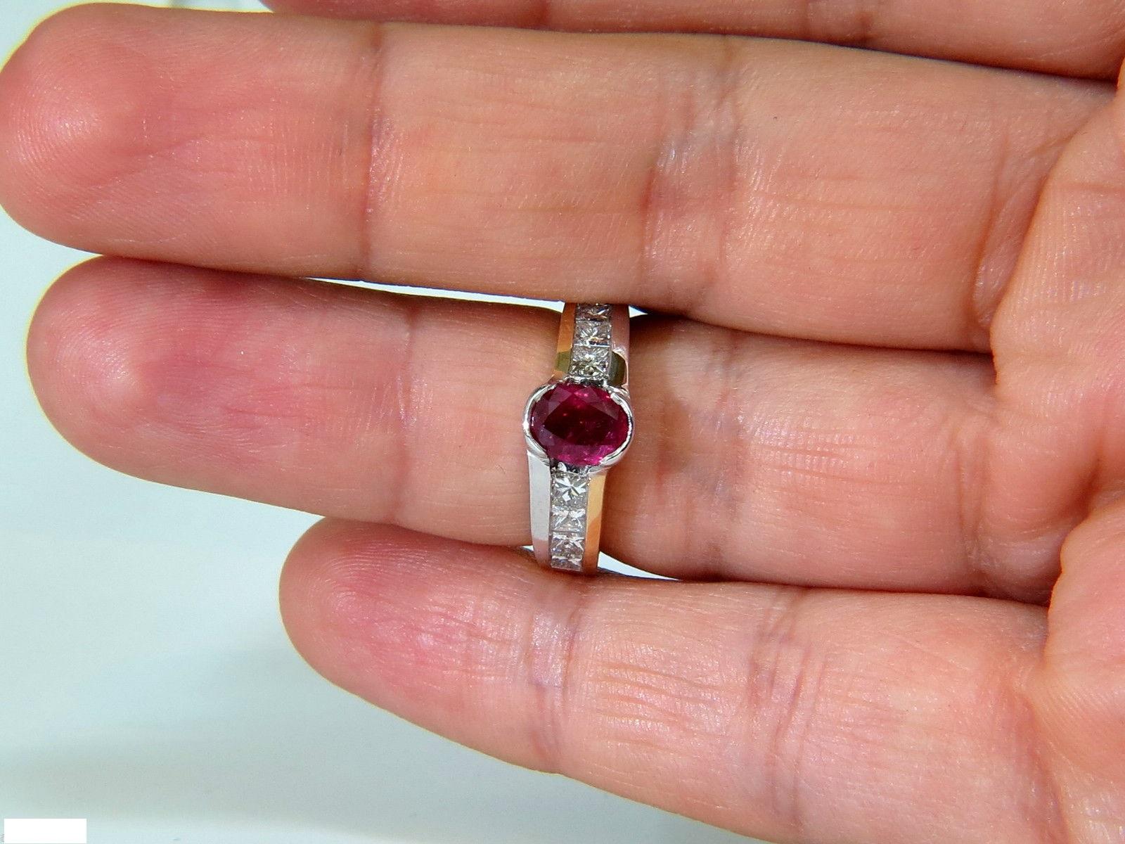 2.66 Carat Natural Fine Gem Ruby Diamond Ring Princess Cut Accents 14 Karat 1