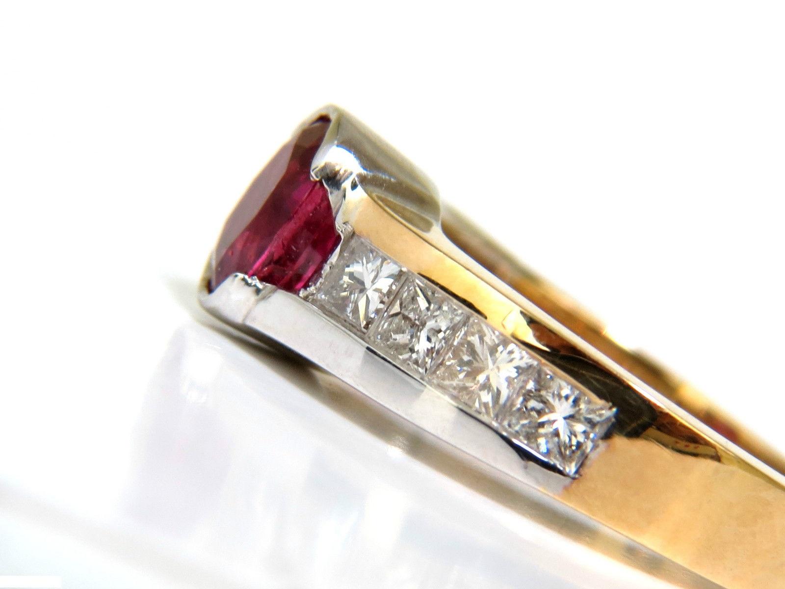 2.66 Carat Natural Fine Gem Ruby Diamond Ring Princess Cut Accents 14 Karat 3