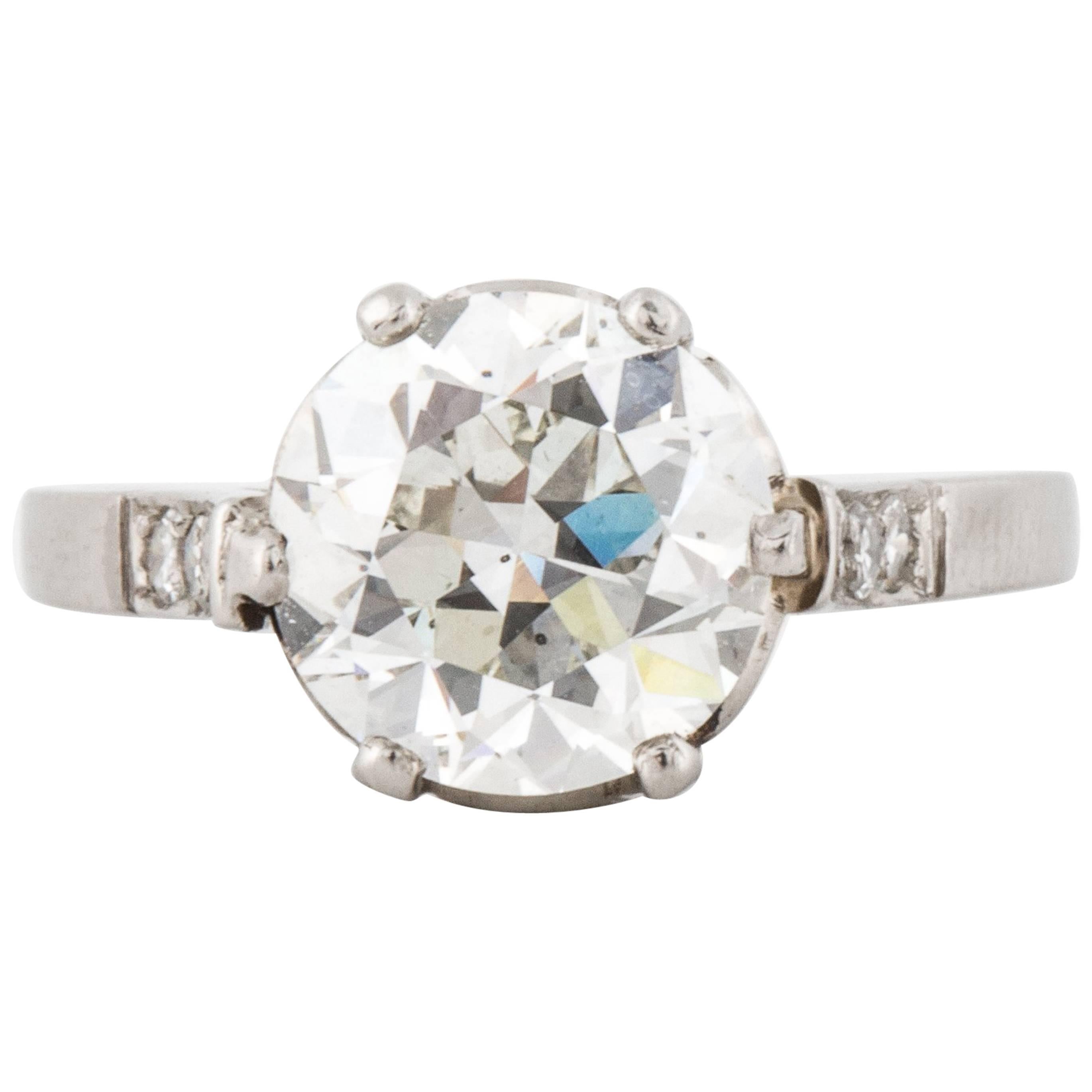 GIA Certified 2.54 Carat Old European-Cut Diamond Engagement Ring