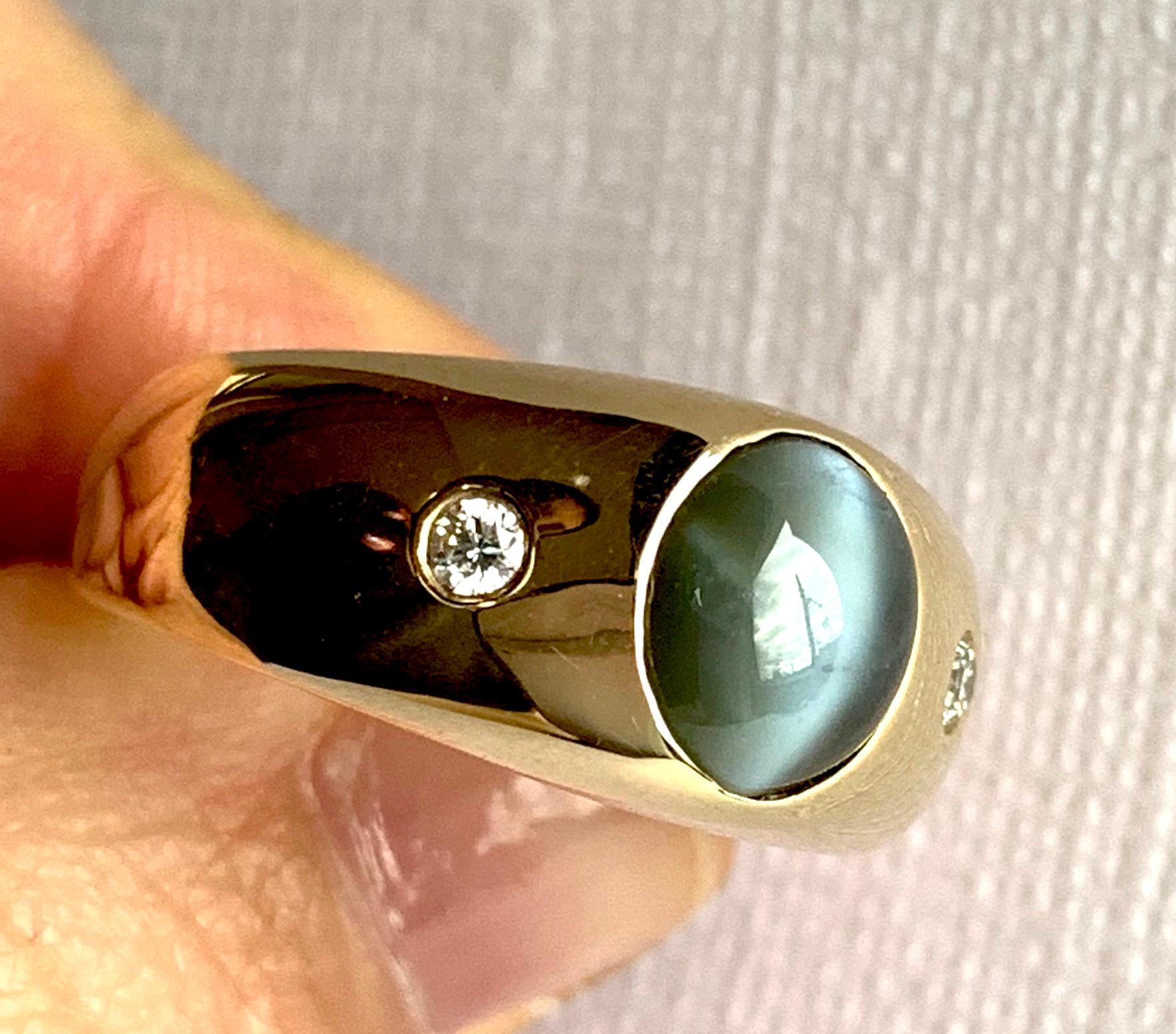 2.66 Carat Oval Cabochon Chrysoberyl Cats Eye Men’s Ring 2