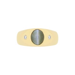 2.66 Carat Oval Cabochon Chrysoberyl Cats Eye Men’s Ring