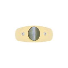 2.66 Carat Oval Cabochon Chrysoberyl Cats Eye Men’s Ring