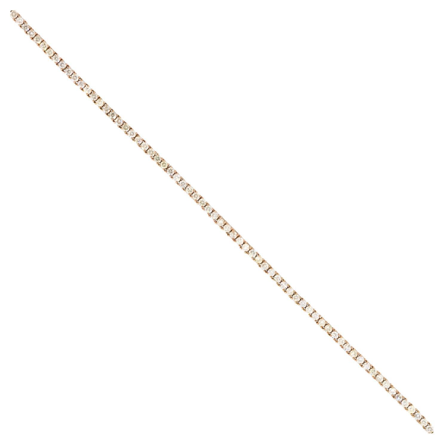 Bracelet tennis en or 14 carats avec diamants ronds et brillants de 2,66 carats