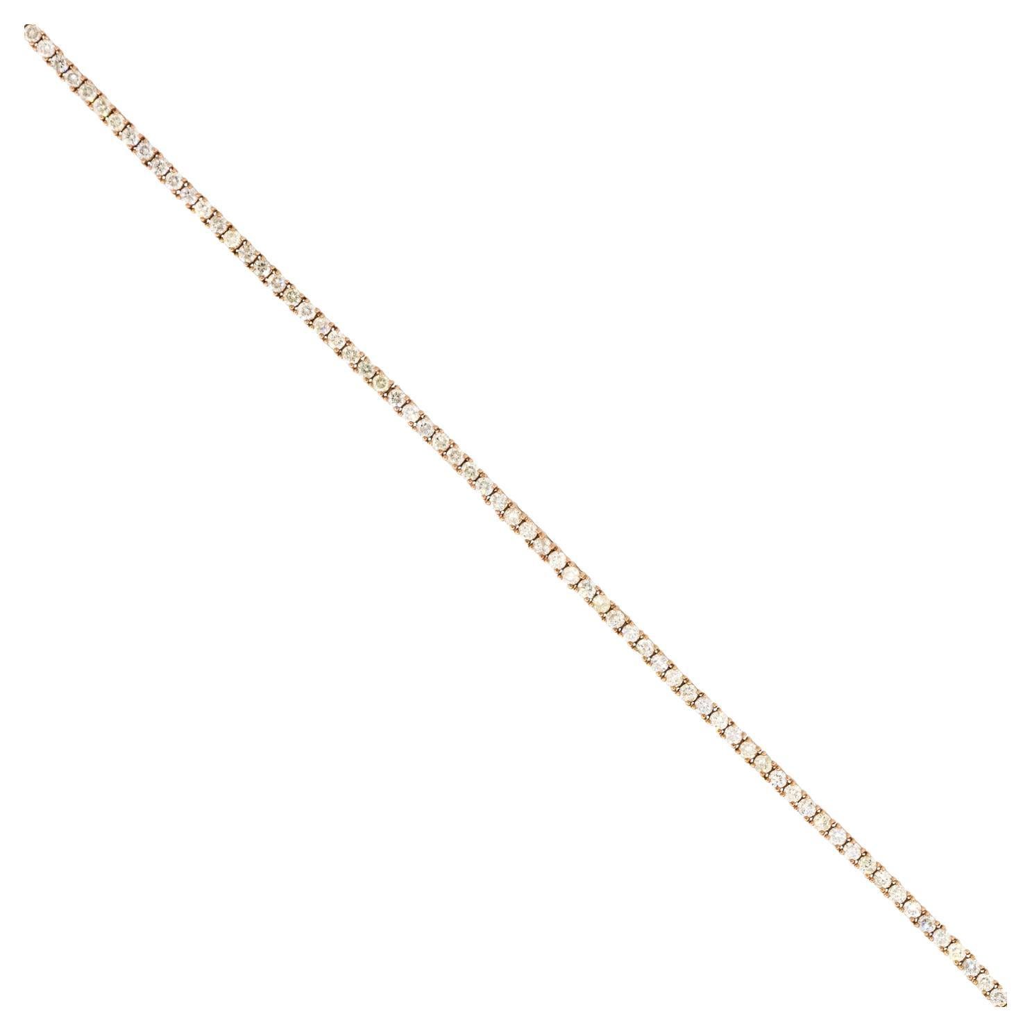 2.66 Carat Round Brilliant Diamond Tennis Bracelet 14 Karat in Stock For Sale