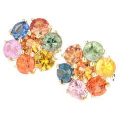 Boucles d'oreilles en or jaune saphir 2.66 carats