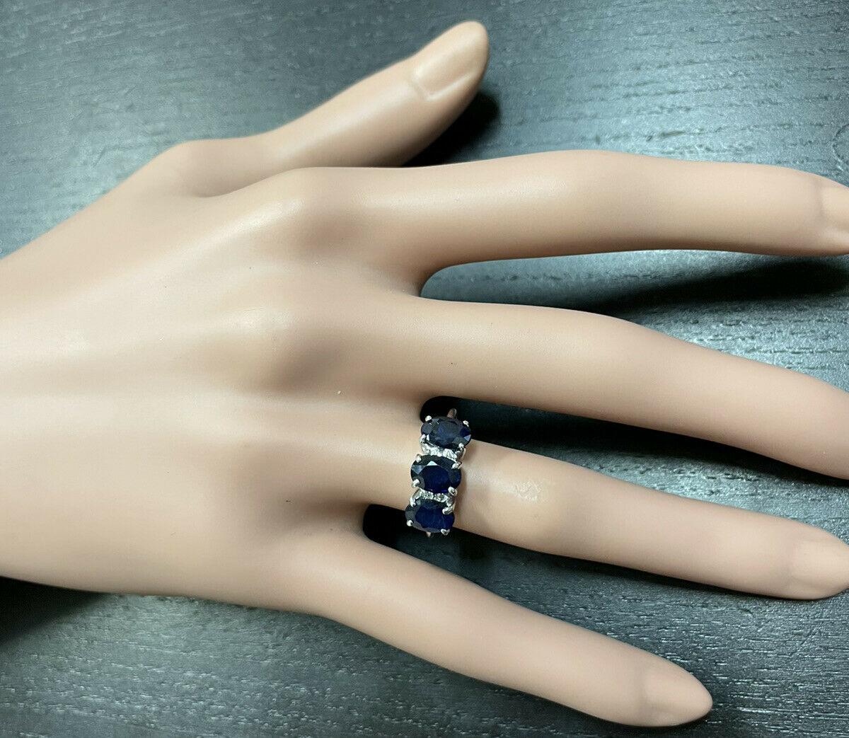 14 Karat massiver Weißgold Ring mit 2,66 Karat natürlichem Saphir und Diamant Damen im Angebot