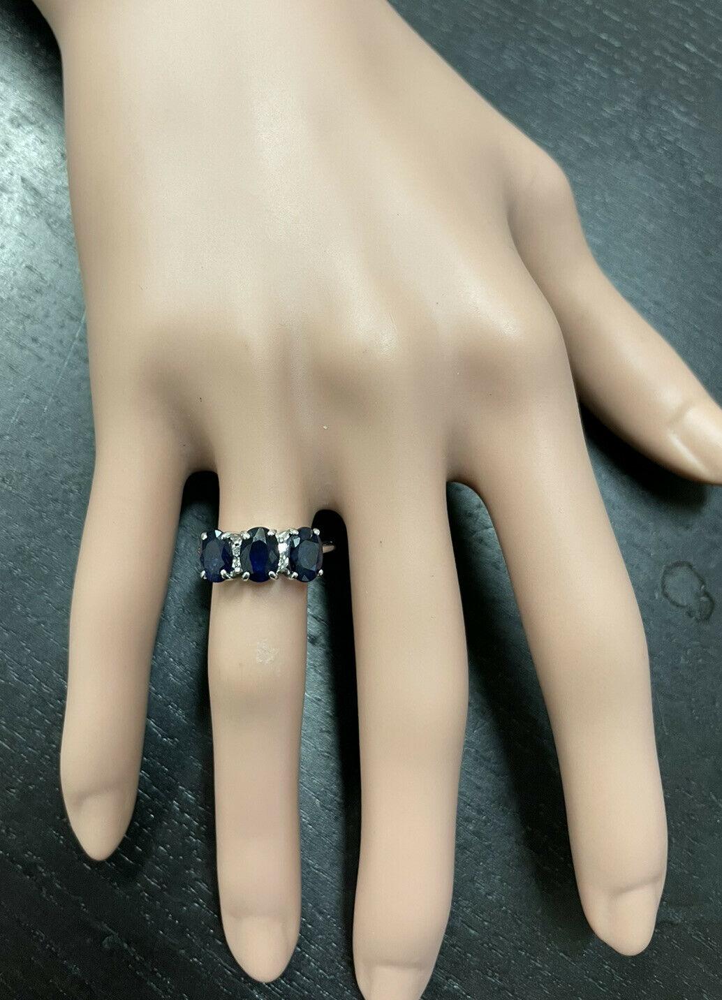 14 Karat massiver Weißgold Ring mit 2,66 Karat natürlichem Saphir und Diamant im Angebot 1