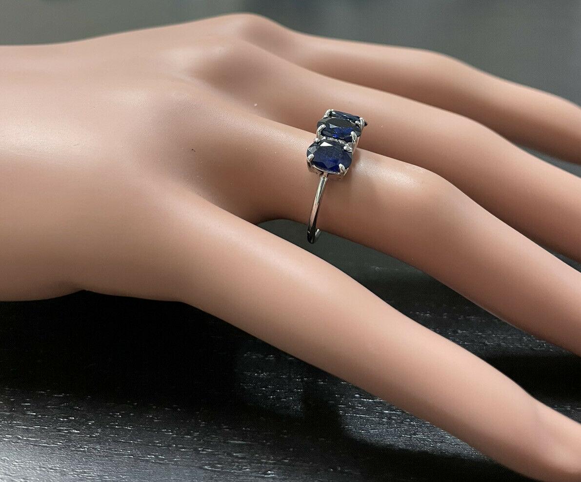 14 Karat massiver Weißgold Ring mit 2,66 Karat natürlichem Saphir und Diamant im Angebot 2