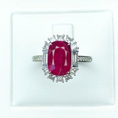 2.66 Ct GIA Certificate Natural Unheated Burma Mogok Ruby Red color Ring 18k