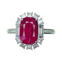 2.66 Ct GIA Certificate Natural Unheated Burma Mogok Ruby Red color Ring 18k