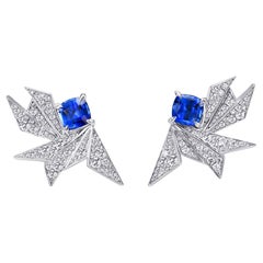 Orecchini Couture con zaffiro blu e diamanti da 2,66 carati di CS