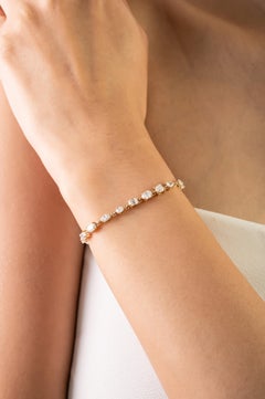 Pulsera de eslabones con diamantes naturales de forma mixta de 2,66 qt de oro amarillo de 14 quilates