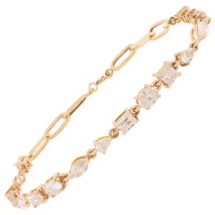 2.66 CTW Mixed-shaped Natural Diamond Link Bracelet in 18K Yellow Gold