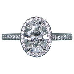 26609 Tiffany & Co 1.50ct G VS1 Oval Diamond Platinum Soleste Engagement Ring