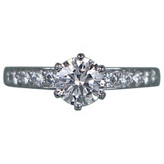 26617 Tiffany & Co Platinum 0.84ct G VVS2 Round Pave Diamond Engagement Ring