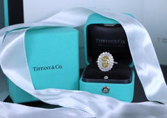 26627 Tiffany Co Enchant Platinum 2.60ct Oval Fancy Vivid Yellow Diamond Ring