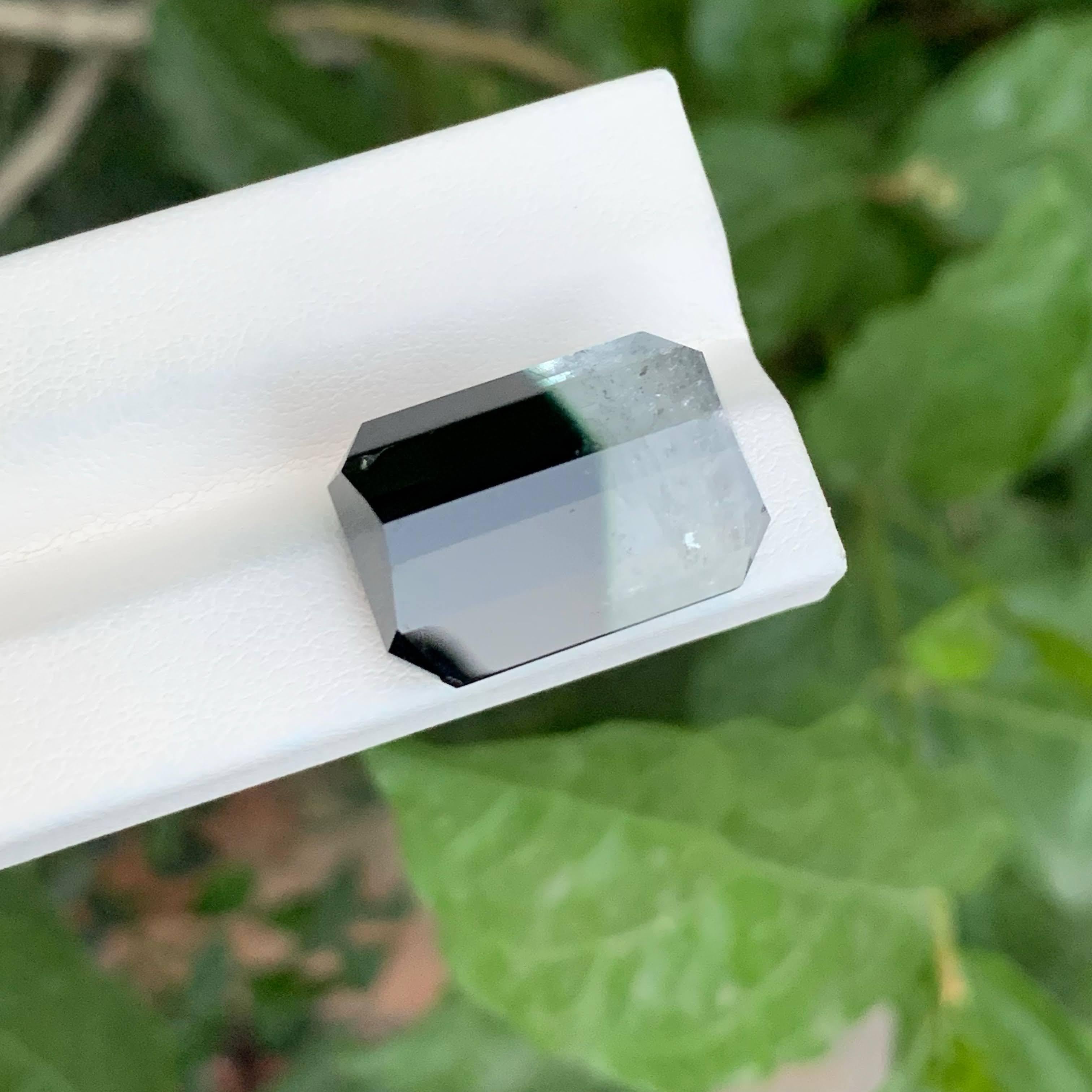 Modern 26.65 carats Bi Color Tourmaline Stone Emerald Cut Natural Afghan Gemstone For Sale