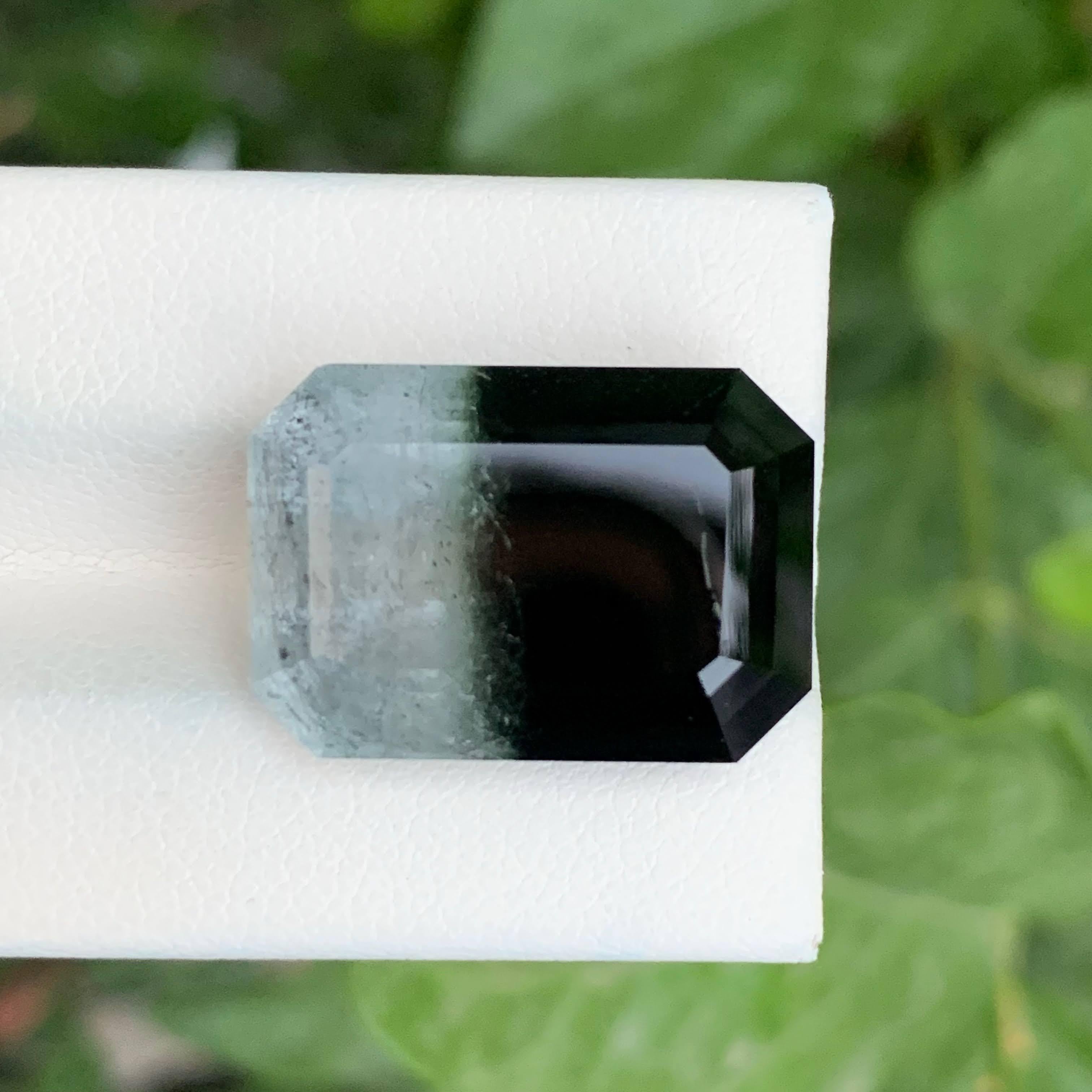 Women's or Men's 26.65 carats Bi Color Tourmaline Stone Emerald Cut Natural Afghan Gemstone For Sale