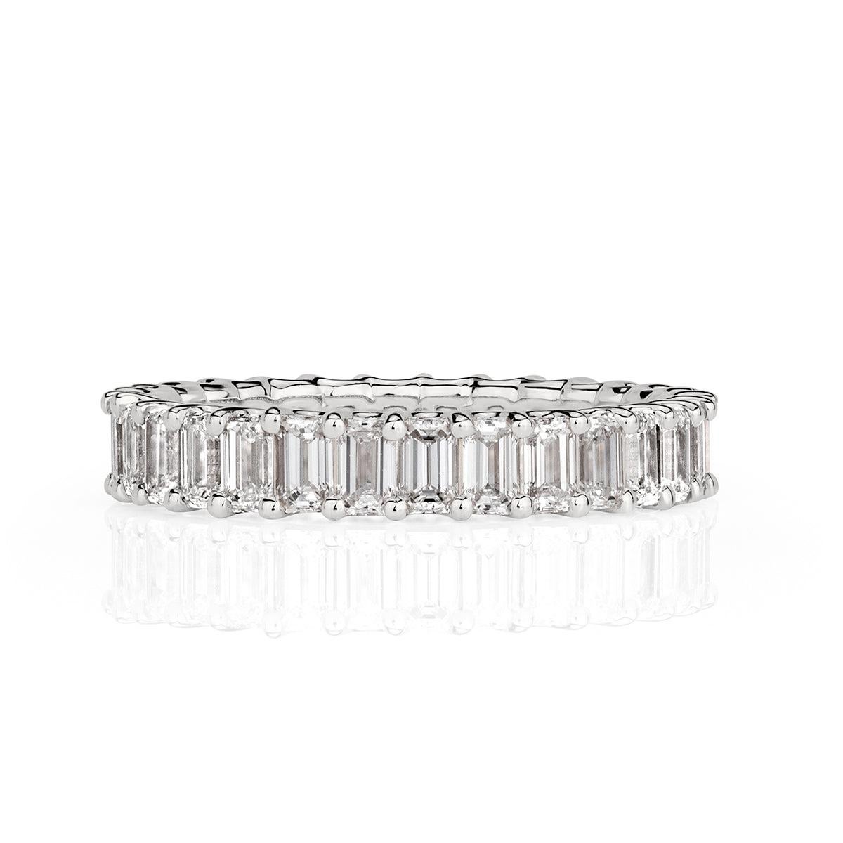 2.66ct Emerald Cut Diamond Eternity Band in 18k White Gold