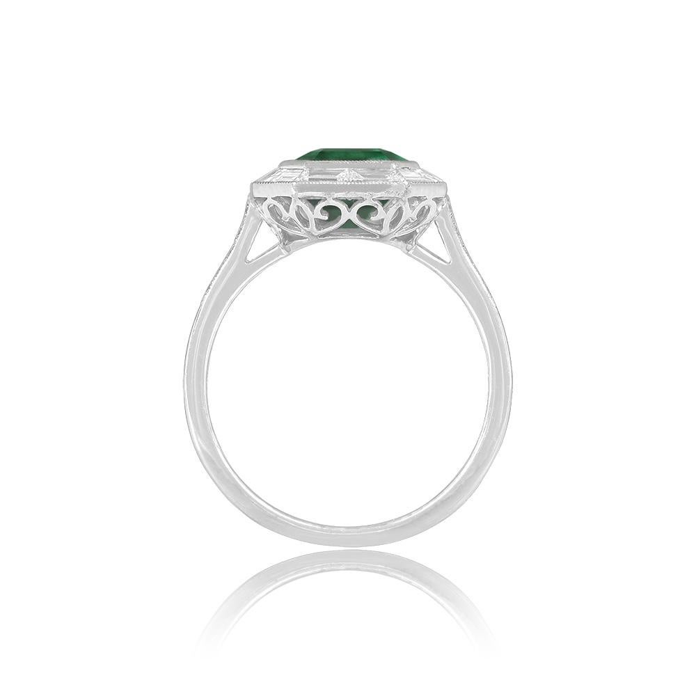 Women's Art Deco Engagement Ring With Emerald 2.66ct Emerald Cut Engagement Ring