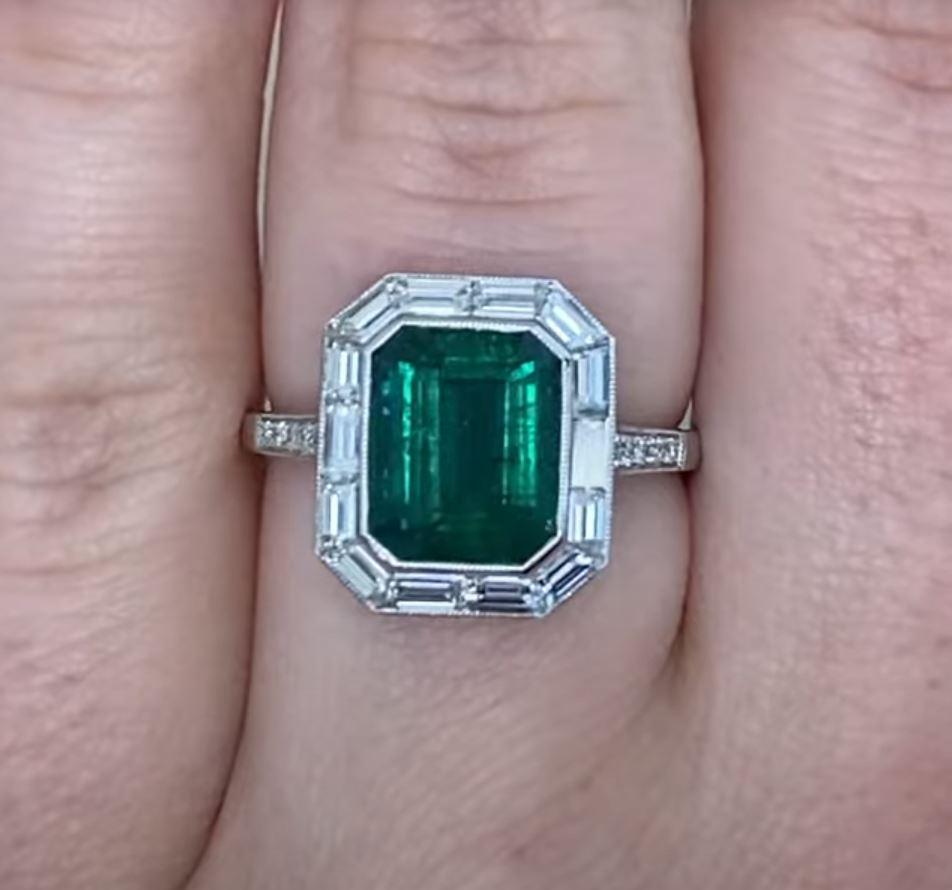 Art Deco Engagement Ring With Emerald 2.66ct Emerald Cut Engagement Ring 1