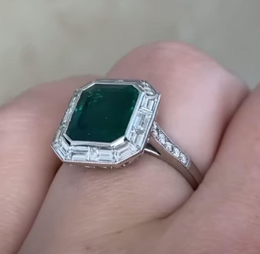Art Deco Engagement Ring With Emerald 2.66ct Emerald Cut Engagement Ring 3