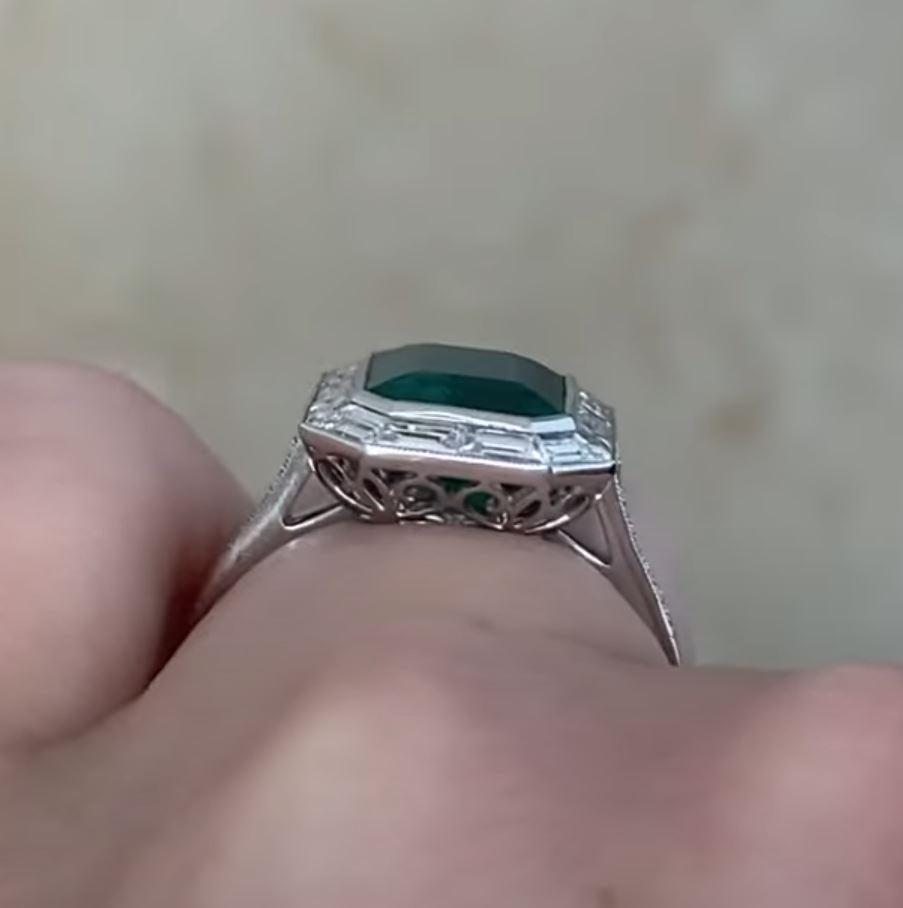 Art Deco Engagement Ring With Emerald 2.66ct Emerald Cut Engagement Ring 4