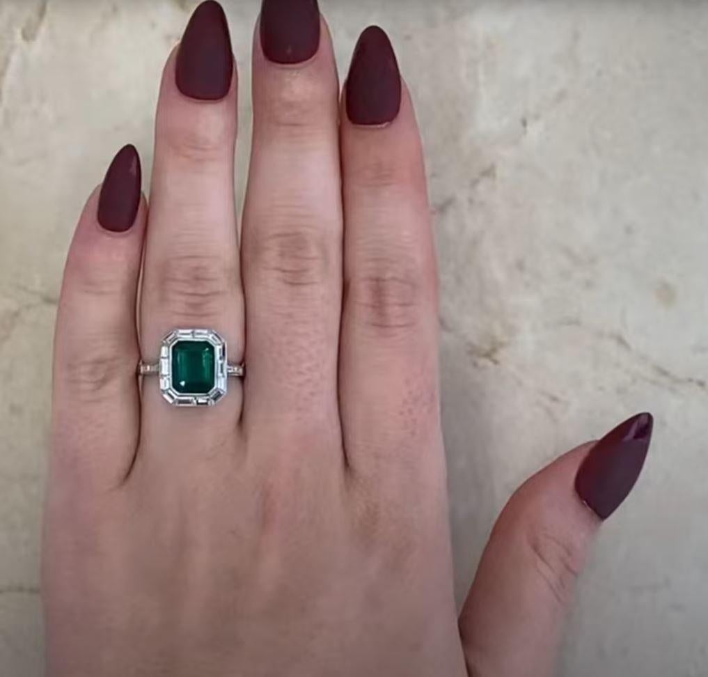 Art Deco Engagement Ring With Emerald 2.66ct Emerald Cut Engagement Ring 5