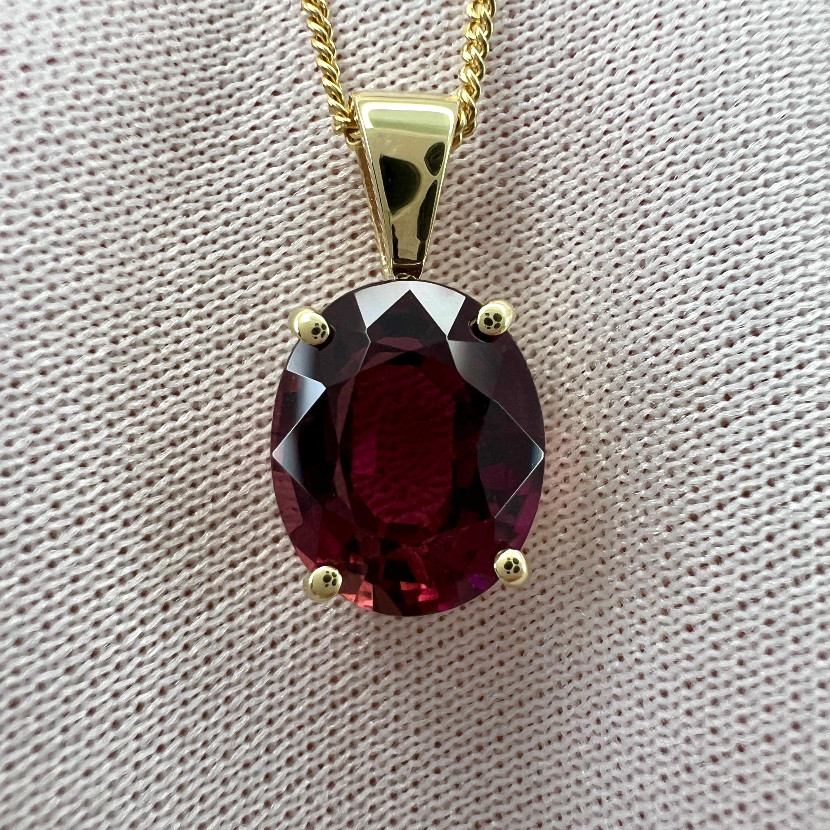 2.66ct Rubellite Tourmaline Pink Oval Cut 9k Yellow Gold Pendant Necklace For Sale 6