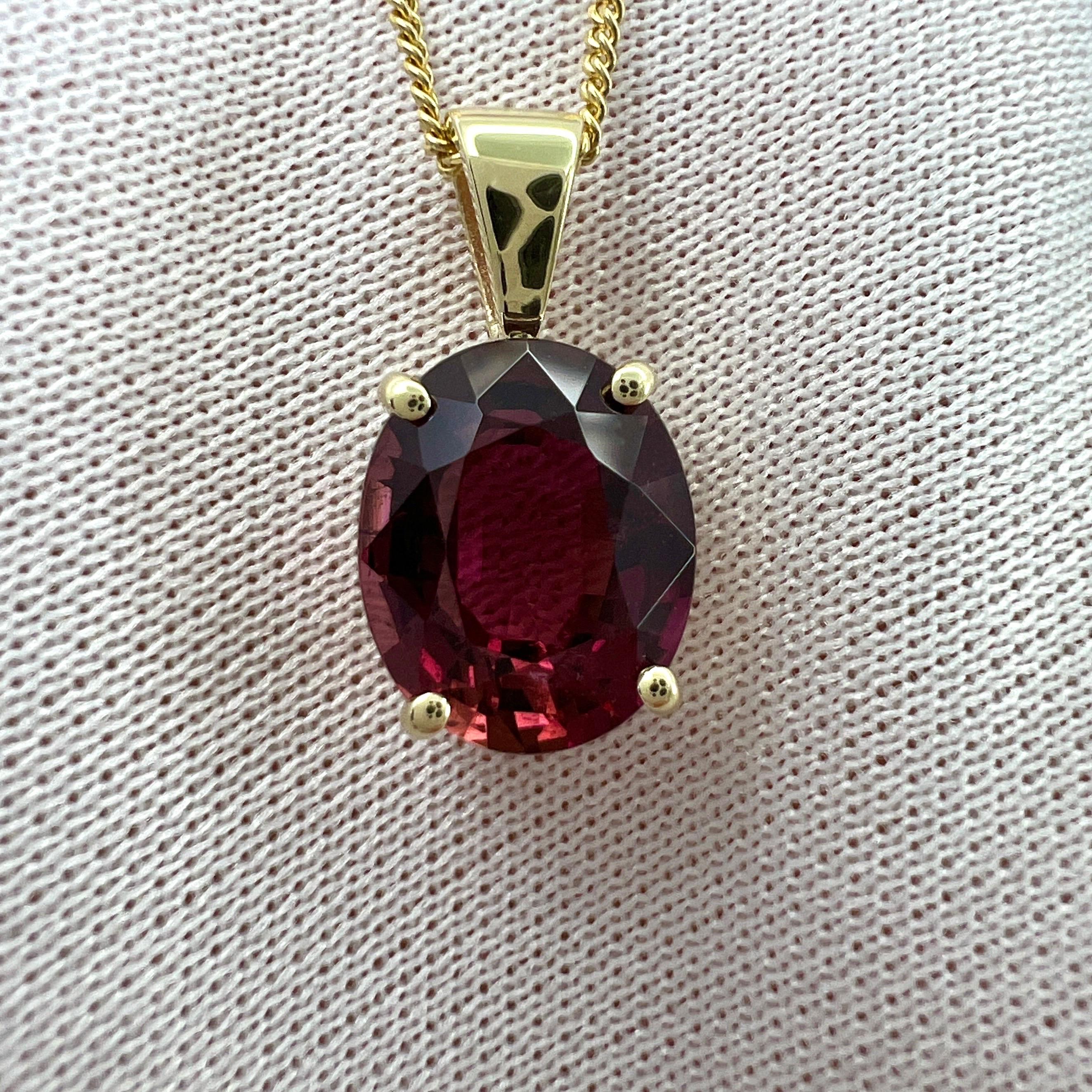 2.66ct Rubellite Tourmaline Pink Oval Cut 9k Yellow Gold Pendant Necklace For Sale 7
