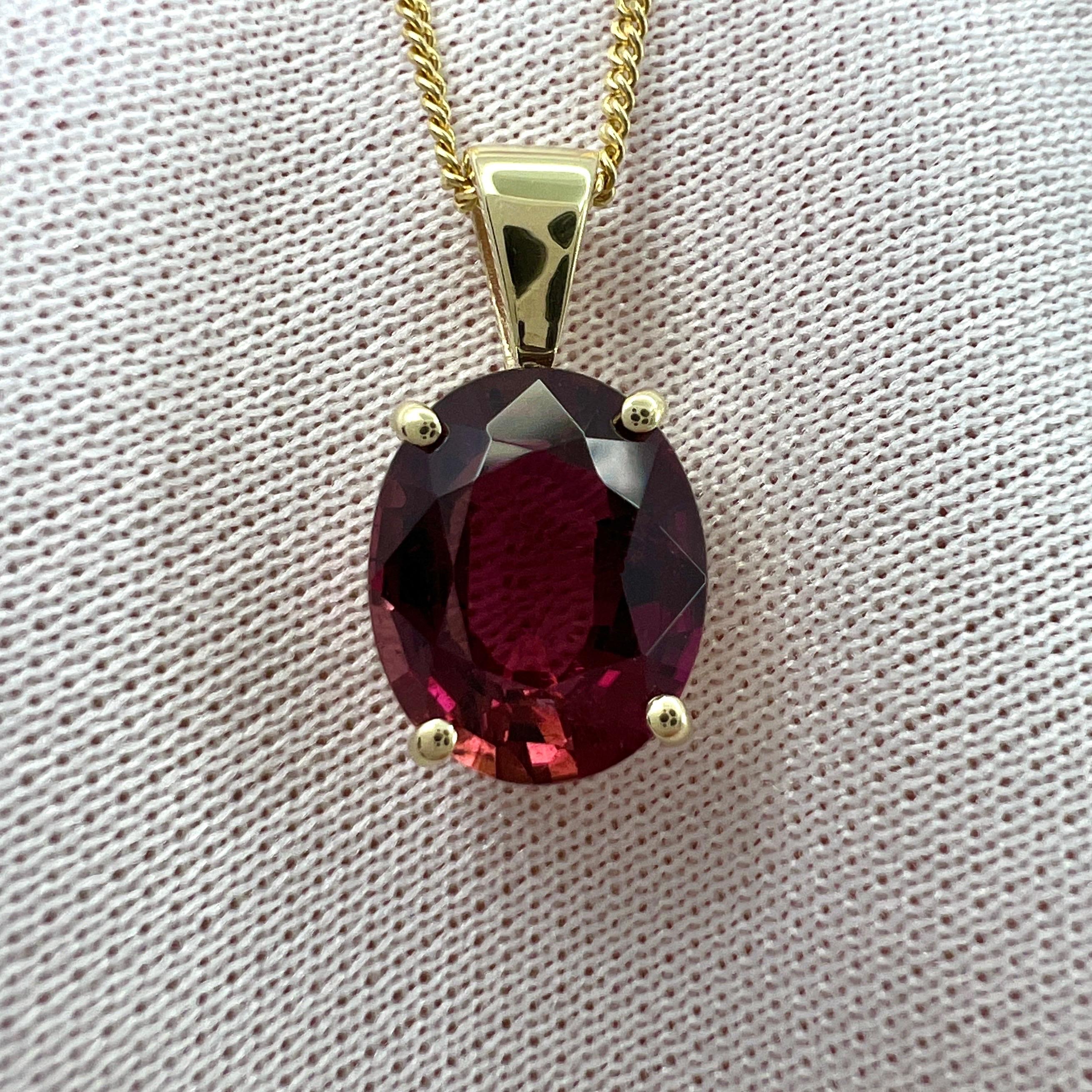 2.66ct Rubellite Tourmaline Pink Oval Cut 9k Yellow Gold Pendant Necklace For Sale 1
