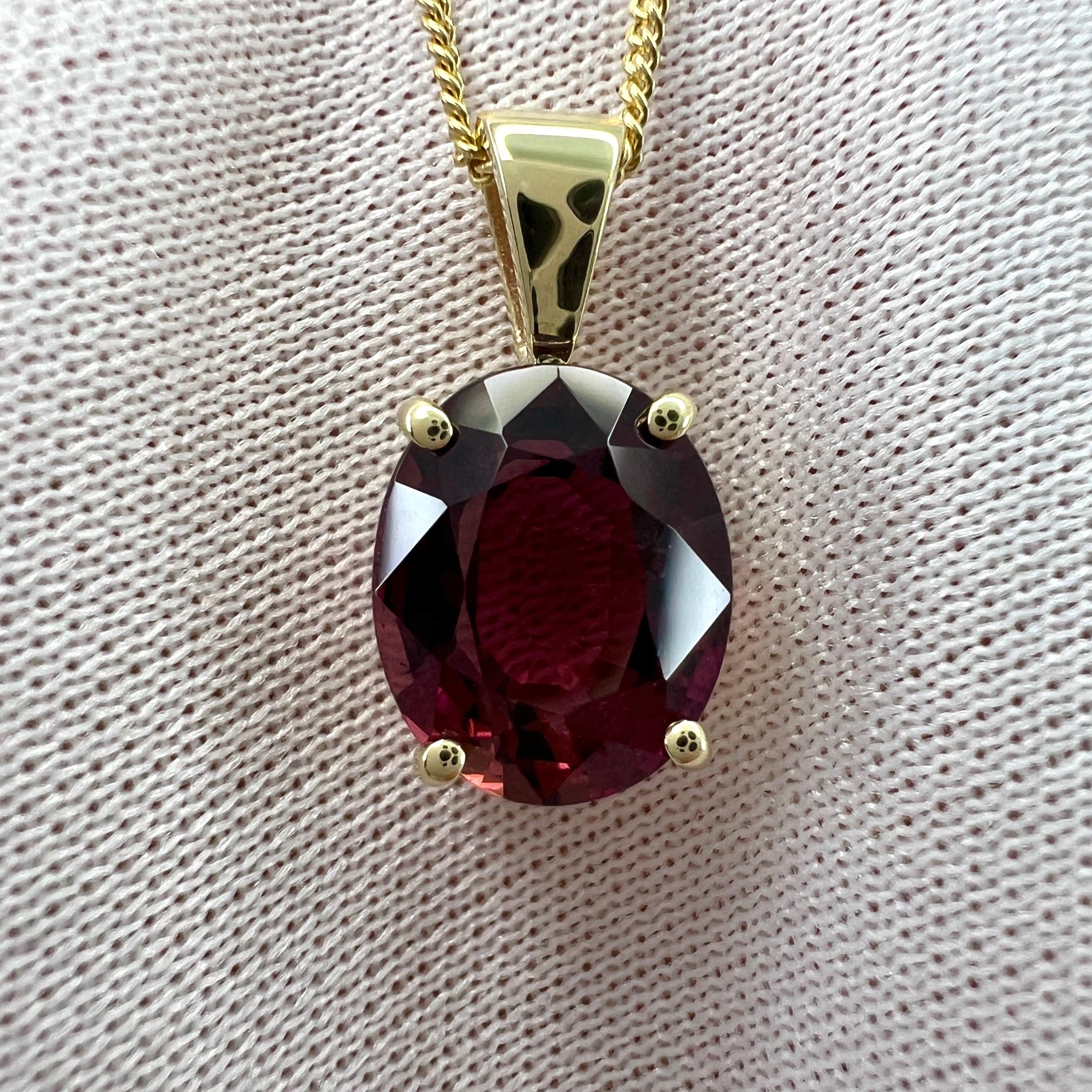 2.66ct Rubellite Tourmaline Pink Oval Cut 9k Yellow Gold Pendant Necklace For Sale 3