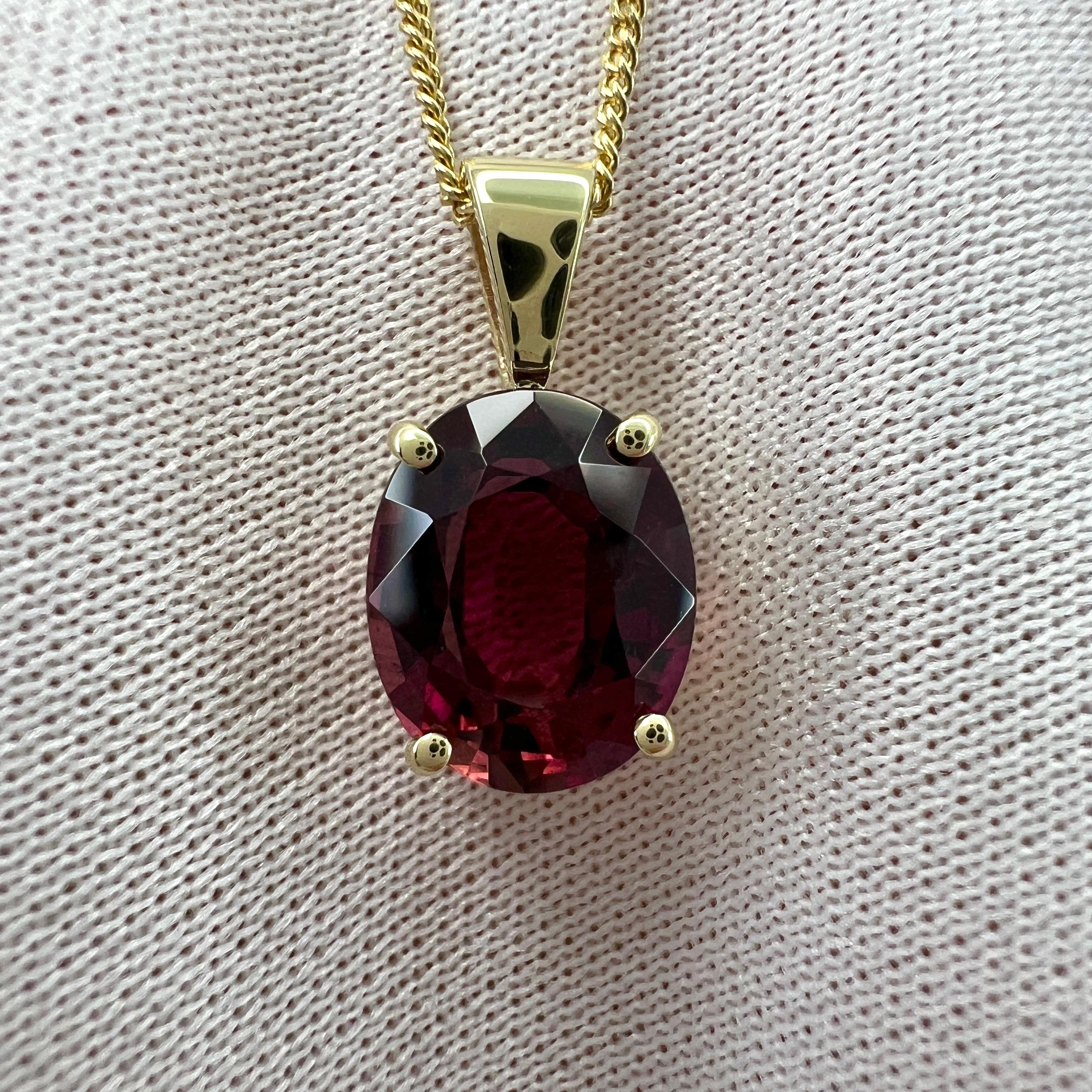 2.66ct Rubellite Tourmaline Pink Oval Cut 9k Yellow Gold Pendant Necklace For Sale 4