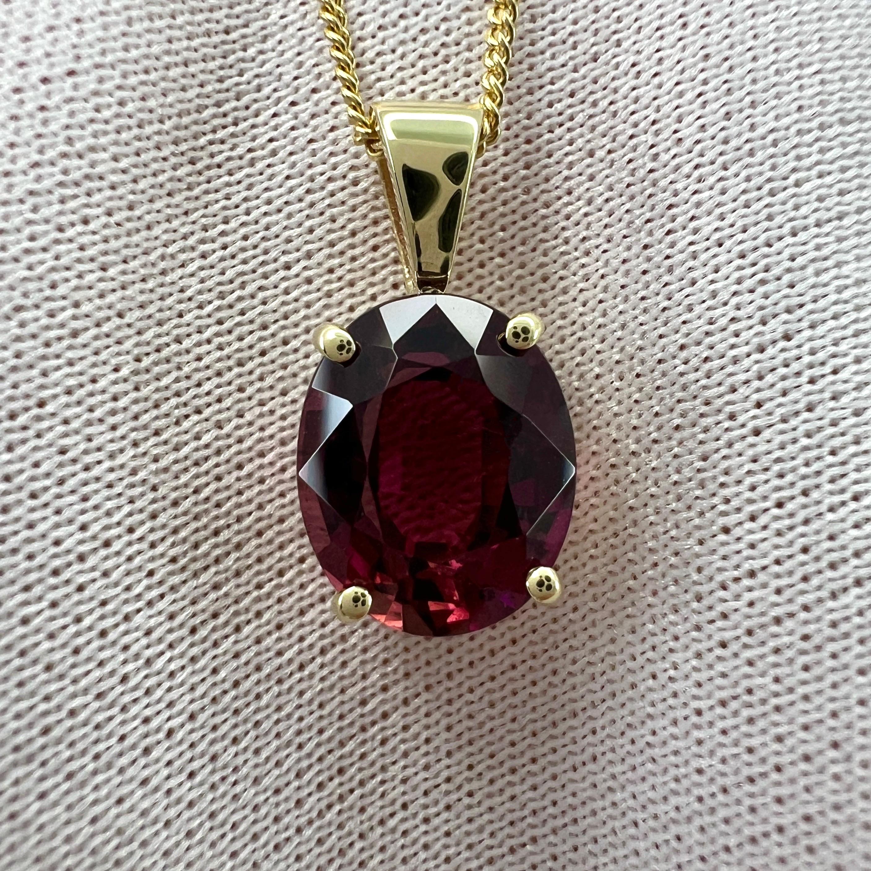 2.66ct Rubellite Tourmaline Pink Oval Cut 9k Yellow Gold Pendant Necklace For Sale 5
