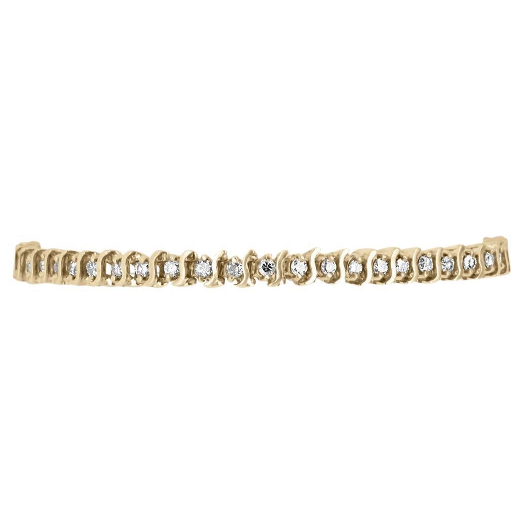 2.66cts 14K Yellow Gold Diamond Tennis Bracelet 7.5" 14K Diamond S Bracelet