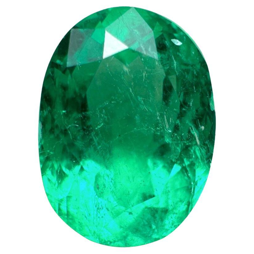 2.67 Carat 10x7 Vibrant Green Colombian Emerald - Oval Cut  May Birthstone Gem