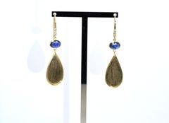 Pendientes de diamantes zafiro azul de 2.67 quilates