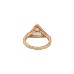 2.67 Carat Brown Triangle Diamond Halo Twisted Engagement Ring 14 Karat in Stock