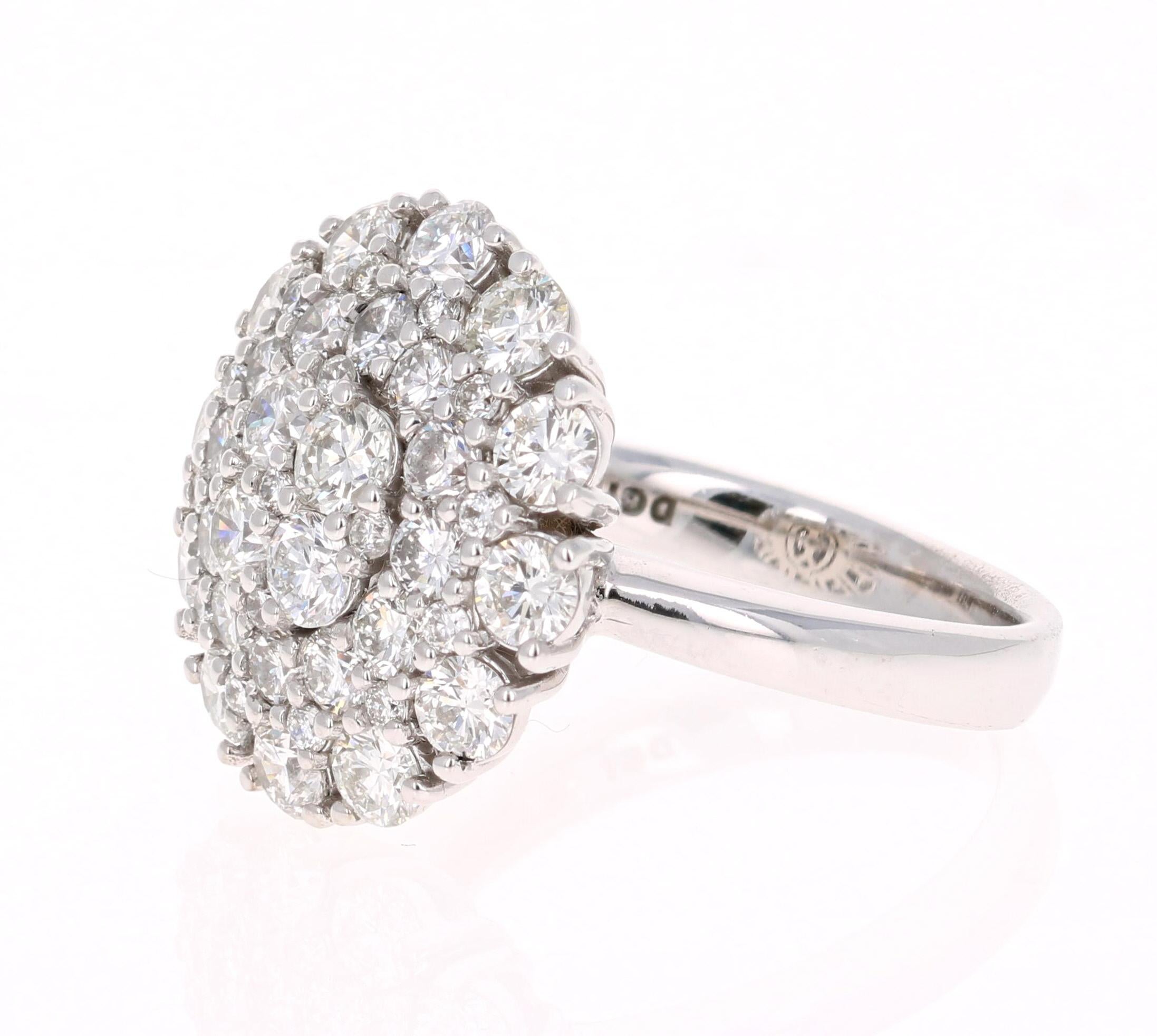 2.67 Carat Diamond Cocktail 14 Karat White Gold Ring In New Condition In Los Angeles, CA