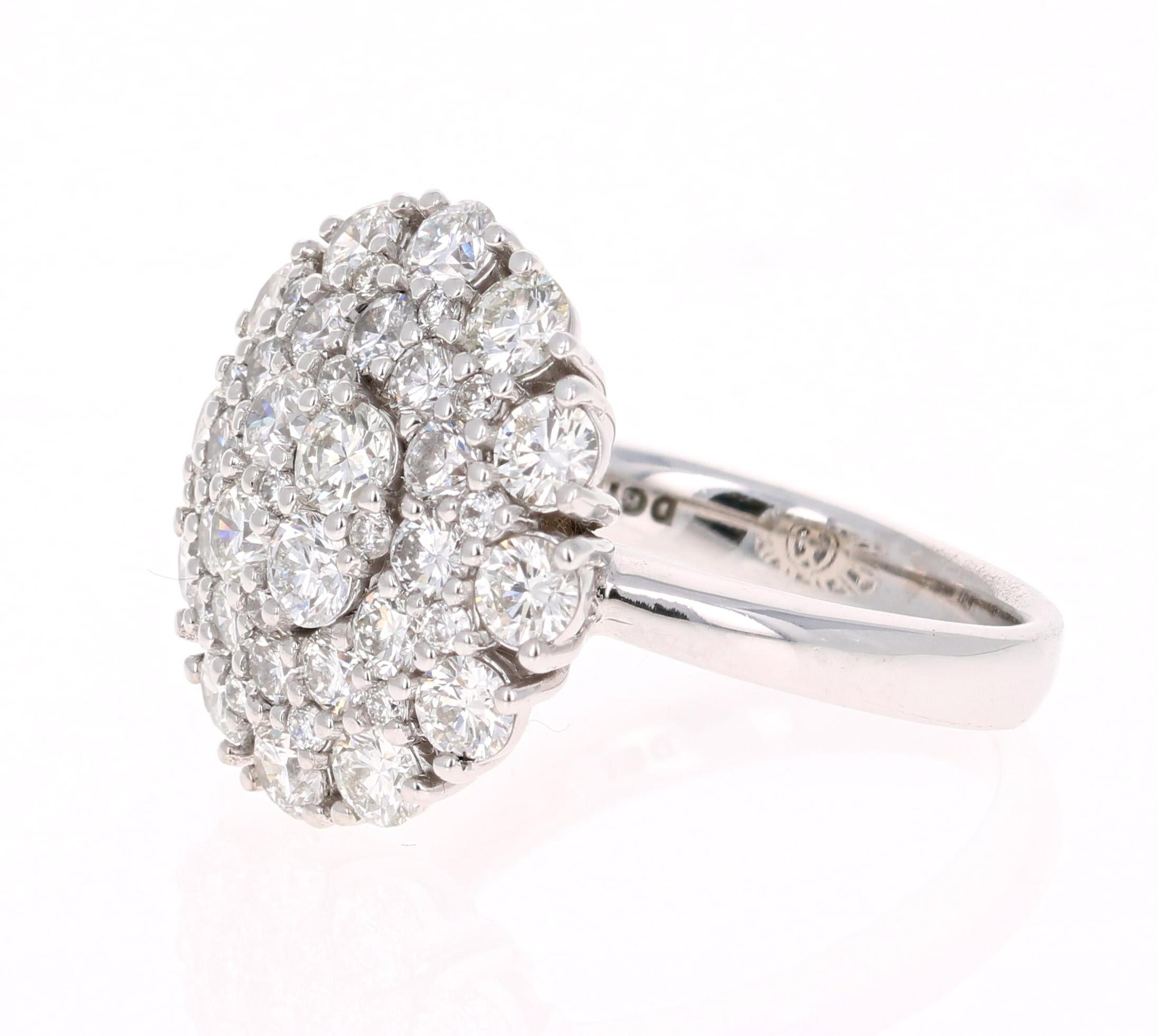 2.67 Carat Diamond White Gold Cocktail Ring In New Condition For Sale In Los Angeles, CA