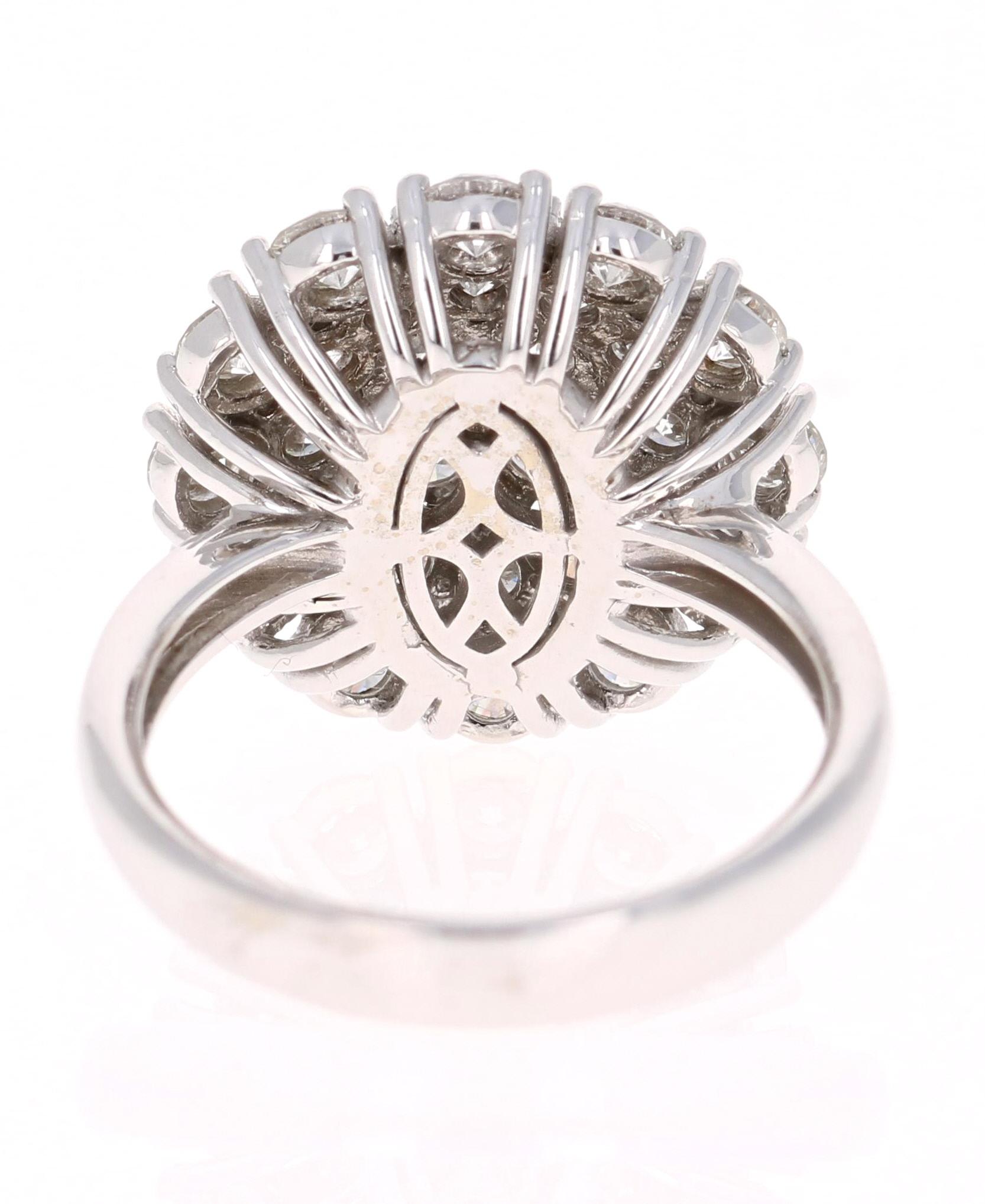 Women's 2.67 Carat Diamond White Gold Cocktail Ring For Sale