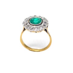 2.67 Carat Emerald Diamond Engagement Ring, Antique Emerald Diamond Wedding Ring